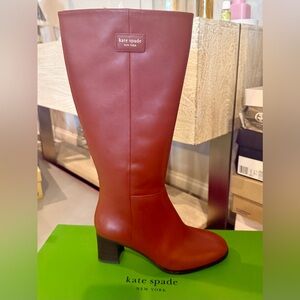 Kate Spade Women’s Aimee Tall Shaft Chestnut Heeled Boots | Brown | SZ. 8B NWB